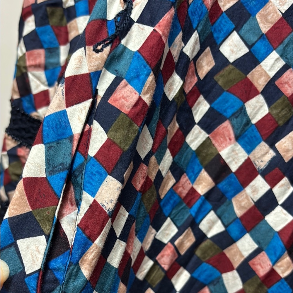 Tory burch classy Geometric black blue red Dress 10 Sonia cotton silk maxi - Picture 6 of 7